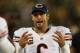 GREEN BAY, WI - SEPTEMBER 13: Quarterback Jay Cutler #6 of the Chicago Bears looks on from the sideline in the third quarter against the Green Bay Packers at Lambeau Field on September 13, 2012 in Green Bay, Wisconsin. (Photo by Jonathan Daniel/Getty Images)