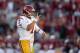 PALO ALTO, CA - SEPTEMBER 15: Matt Barkley #7 of the USC Trojans reacts after throwing an interception during their game against the Stanford Cardinal at Stanford Stadium on September 15, 2012 in Palo Alto, California. (Photo by Ezra Shaw/Getty Images)