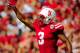 LINCOLN, NE - SEPTEMBER 15: Safety Daimion Stafford #3 of the Nebraska Cornhuskers celebrates after a big play during their game against the Arkansas State Red Wolves at Memorial Stadium on September 15, 2012 in Lincoln, Nebraska. (Photo by Eric Francis/Getty Images)