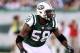 EAST RUTHERFORD, NJ - AUGUST 27: Bryan Thomas #58 of the New York Jets in action against the Washington Redskins during their preseason game on August 27, 2010 at the New Meadowlands Stadium in East Rutherford, New Jersey. (Photo by Al Bello/Getty Images)