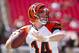 Sept 23, 2012; Landover,MD, USA; Cincinnati Bengals quarterback Andy Dalton (14) warms up during the pre game against the Washington Redskins at FedEx Field. Mandatory Credit: Paul Frederiksen-US PRESSWIRE