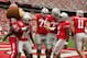 September 8, 2012; Columbus, OH, USA; The Ohio State Buckeyes and mascot Brutus Buckeye celebrate a touchdown run by quarterback Braxton Miller (5) against the UCF Knights at Ohio Stadium. Mandatory Credit: Greg Bartram-US PRESSWIRE