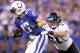 INDIANAPOLIS, IN - NOVEMBER 13: Austin Collie #17 of the Indianapolis Colts runs with the ball while defended by Paul Posluszny #51 of the Jacksonville Jaguars at Lucas Oil Stadium on November 13, 2011 in Indianapolis, Indiana. The Jaguars won 17-3. (Photo by Andy Lyons/Getty Images)