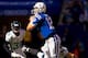 INDIANAPOLIS, IN - SEPTEMBER 23: Andrew Luck #12 of the Indianapolis Colts looks for an open receiver as Russell Allen #50 of the Jacksonville Jaguars attempts the sack at Lucas Oil Stadium on September 23, 2012. (Photo by Michael Hickey/Getty Images)