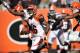 CINCINNATI, OH - SEPTEMBER 16: Andrew Hawkins #16 of the Cincinnati Bengals runs in to the endzone to complete a 50-yard pass reception for a touchdown in the second half against the Cleveland Browns at Paul Brown Stadium on September 16, 2012 in Cincinnati, Ohio. Cincinnati defeated Cleveland 34-27. (Photo by Jamie Sabau/Getty Images)