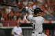 ANAHEIM, CA - SEPTEMBER 22: Alex Rios #51 of the Chicago White Sox hits a single in the seventh inning against the Los Angeles Angels of Anaheim at Angel Stadium of Anaheim on September 22, 2012 in Anaheim, California. (Photo by Lisa Blumenfeld/Getty Images)