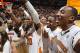 KNOXVILLE, TN - JANUARY 21: Tennessee Volunteers players celebrate after the game against the Connecticut Huskies at Thompson-Boling Arena on January 21, 2012 in Knoxville, Tennessee. Tennessee defeated Connecticut 60-57. (Photo by Joe Robbins/Getty Images)