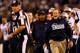 BALTIMORE, MD - SEPTEMBER 23: Head coach Bill Belichick of the New England Patriots yells at an official following an offensive interference penalty against the Patriots in the first quarter against the Baltimore Ravens at M&T Bank Stadium on September 23, 2012 in Baltimore, Maryland. (Photo by Rob Carr/Getty Images)