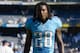 Sep 16, 2012; San Diego, CA, USA; Tennessee Titans running back Chris Johnson (28) walks off the field after the Titans were beat by the San Diego Chargers 38-10 at Qualcomm Stadium. Mandatory Credit: Jake Roth-US PRESSWIRE