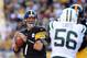 Sep 16, 2012; Pittsburgh , PA, USA; Pittsburgh Steelers quarterback Ben Roethlisberger (7) prepares to pass the ball in front of New York Jets linebacker Demario Davis (56) during the first half of the game at Heinz Field. Mandatory Credit: Jason Bridge-US PRESSWIRE