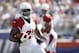 Sep 16, 2012; Foxborough, MA, USA; Arizona Cardinals cornerback Patrick Peterson (21) runs the ball against the New England Patriots during the first quarter at Gillette Stadium. Mandatory Credit: David Butler II-US PRESSWIRE