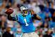 CHARLOTTE, NC - SEPTEMBER 20: Cam Newton #1 of the Carolina Panthers drops back to pass against the New York Giants during play at Bank of America Stadium on September 20, 2012 in Charlotte, North Carolina. The Giants won 36-7. (Photo by Grant Halverson/Getty Images)