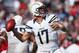 SAN DIEGO, CA - SEPTEMBER 23: Quarterback Philip Rivers #17 of the San Diego Chargers drops back to pass against the Atlanta Falcons at Qualcomm Stadium on September 23, 2012 in San Diego, California. (Photo by Jeff Gross/Getty Images)