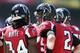 SAN DIEGO, CA - SEPTEMBER 23: Wide receiver Roddy White #84 and quarterback Matt Ryan #2 of the Atlanta Falcons talk in the huddle against the San Diego Chargers at Qualcomm Stadium on September 23, 2012 in San Diego, California. (Photo by Jeff Gross/Getty Images)