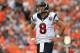 DENVER, CO - SEPTEMBER 23: Quarterback Matt Schaub #8 of the Houston Texans looks on against the Denver Broncos at Sports Authority Field at Mile High on September 23, 2012 in Denver, Colorado. The Texans defeated the Broncos 31-25. (Photo by Doug Pensinger/Getty Images)