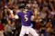 BALTIMORE, MD - SEPTEMBER 23: Joe Flacco #5 of the Baltimore Ravens throws an interception in the first quarter against the New England Patriots at M&T Bank Stadium on September 23, 2012 in Baltimore, Maryland. (Photo by Rob Carr/Getty Images)