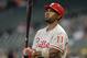HOUSTON, TX - SEPTEMBER 16: Jimmy Rollins #11 of the Philadelphia Phillies takes a moment before he steps into the batters box against the Houston Astros at Minute Maid Park on September 16, 2012 in Houston, Texas. Houston wins 7-6. (Photo by Bob Levey/Getty Images)