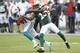 MIAMI GARDENS, FL - SEPTEMBER 23: Richard Marshall #31 of the Miami Dolphins intercepts the ball intended for Clyde Gates #19 of the New York Jets on September 23, 2012 at Sun Life Stadium in Miami Gardens, Florida. (Photo by Joel Auerbach/Getty Images)