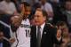 March 22, 2012; Phoenix, AZ, USA; Michigan State Spartans head coach Tom Izzo (right) instructs guard Keith Appling (11) during the first half in the semifinals of the west region of the 2012 NCAA men's basketball tournament against the Louisville Cardinals at US Airways Center. Mandatory Credit: Christopher Hanewickel-US PRESSWIRE