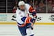 NEWARK, NJ - APRIL 03: Travis Hamonic #3 of the New York Islanders skates against the New Jersey Devils at the Prudential Center on April 3, 2012 in Newark, New Jersey. The Devils defeated the Islanders 3-1. (Photo by Bruce Bennett/Getty Images)