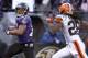 BALTIMORE, MD - DECEMBER 24: Ray Rice #27 of the Baltimore Ravens rushes for a touchdown in front of Usama Young #28 of the Cleveland Browns after catching a pass during the first half at M&T Bank Stadium on December 24, 2011 in Baltimore, Maryland. (Photo by Rob Carr/Getty Images)