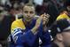 March 13, 2012; Sacramento, CA, USA; Golden State Warriors point guard Stephen Curry (30) on the bench during the fourth quarter against the Sacramento Kings at Power Balance Pavilion. The Golden State Warriors defeated the Sacramento Kings 115-89. Mandatory Credit: Kelley L Cox-US PRESSWIRE