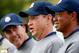 MEDINAH, IL - SEPTEMBER 25: USA team captain Davis Love III with Phil Mickelson and Tiger Woods during the official photocall during the second preview day of The 39th Ryder Cup at Medinah Country Golf Club on September 25, 2012 in Medinah, Illinois. (Photo by Jamie Squire/Getty Images)