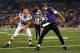 BALTIMORE, MD - SEPTEMBER 27: Quarterback Joe Flacco #5 of the Baltimore Ravens celebrates after running the ball in for a touchdown in the third quarter against outside linebacker Scott Fujita #99 of the Cleveland Browns during the NFL Game at M&T Bank Stadium on September 27, 2012 in Baltimore, Maryland. (Photo by Rob Carr/Getty Images)