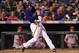 DENVER, CO - SEPTEMBER 24: DJ LeMahieu #9 of the Colorado Rockies hits an RBI single to score Chris Nelson of the Colorado Rockies and give the Rockies a 3-2 lead over the Arizona Diamondbacks in the fourth inning at Coors Field on September 24, 2012 in Denver, Colorado. (Photo by Doug Pensinger/Getty Images)