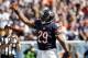 Sep 23, 2012; Chicago, IL, USA; Chicago Bears running back Michael Bush (29) celebrates after scoring a touchdown against the St. Louis Rams during the second quarter at Soldier Field. Mandatory Credit: Jerry Lai-US PRESSWIRE