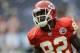September 25, 2011; San Diego, CA, USA; Kansas City Chiefs receiver Dwayne Bowe (82) prior to the game against the San Diego Chargers at Qualcomm Stadium. Mandatory Credit: Christopher Hanewinckel-US PRESSWIRE