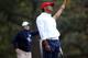 MEDINAH, IL - SEPTEMBER 28: Tiger Woods of the USA reacts to a poor tee shot on the 15th hole during the Morning Foursome Matches for The 39th Ryder Cup at Medinah Country Club on September 28, 2012 in Medinah, Illinois. (Photo by Ross Kinnaird/Getty Images)