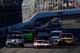 LOUDON, NH - SEPTEMBER 23: Denny Hamlin, driver of the #11 FedEx Freight Toyota, Jimmie Johnson, driver of the #48 Lowe's Chevrolet, and Clint Bowyer, driver of the #15 5-hour Energy Toyota, lead the field on a restart during the NASCAR Sprint Cup Series SYLVANIA 300 at New Hampshire Motor Speedway on September 23, 2012 in Loudon, New Hampshire. (Photo by Jamie Squire/Getty Images)