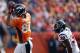 September 23, 2012; Denver, CO, USA; Denver Broncos wide receiver Eric Decker (87) catches a pass during the second quarter against the Houston Texans at Sports Authority Field at Mile High. Mandatory Credit: Chris Humphreys-US PRESSWIRE