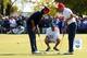 MEDINAH, IL - SEPTEMBER 28: Bubba Watson and Webb Simpson of the USA on the nineth green during the Afternoon Four-Ball Matches for The 39th Ryder Cup at Medinah Country Club on September 28, 2012 in Medinah, Illinois. (Photo by Mike Ehrmann/Getty Images)