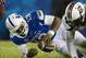 Sept 29, 2012; Lexington, KY, USA; Kentucky Wildcats quarterback Jalen Whitlow (13) is tackled in the game against the South Carolina Gamecocks at Commonwealth Stadium. Credit: Mark Zerof-US PRESSWIRE