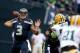 SEATTLE, WA - SEPTEMBER 24: Russell Wilson #3 of the Seattle Seahawks throws a pass in the first half against the Green Bay Packers at CenturyLink Field on September 24, 2012 in Seattle, Washington. (Photo by Otto Greule Jr/Getty Images)