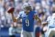 NASHVILLE, TN - SEPTEMBER 23: Matthew Stafford #9 of the Detroit Lions throws a pass against the Tennessee Titans during the game at LP Field on September 23, 2012 in Nashville, Tennessee. (Photo by Joe Robbins/Getty Images)