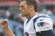 ORCHARD PARK, NY - SEPTEMBER 30: Tom Brady #12 of the New England Patriots celebrates after defeating the Buffalo Bills after their NFL game at Ralph Wilson Stadium on September 30, 2012 in Orchard Park, New York. (Photo by Tom Szczerbowski/Getty Images)