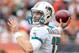 MIAMI GARDENS, FL - SEPTEMBER 23: Quarterback Ryan Tannehill #17 of the Miami Dolphins passes against the New York Jets at Sun Life Stadium on September 23, 2012 in Miami Gardens, Florida. (Photo by Marc Serota/Getty Images)