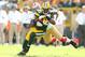 GREEN BAY, WI - SEPTEMBER 09: Greg Jennings #85 of the Green Bay Packers runs with the ball while defended by Patrick Willis #52 of the San Francisco 49ers during the NFL season opener at Lambeau Field on September 9, 2012 in Green Bay, Wisconsin. (Photo by Andy Lyons/Getty Images)