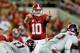 TUSCALOOSA, AL - SEPTEMBER 29: AJ McCarron #10 of the Alabama Crimson Tide calls out to his offense against the Mississippi Rebels at Bryant-Denny Stadium on September 29, 2012 in Tuscaloosa, Alabama. (Photo by Kevin C. Cox/Getty Images)