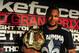 May 19, 2012; San Jose, CA, USA; Daniel Cormier poses with the championship belt after defeating Josh Barnett (not pictured) during the heavyweight tournament final bout of the Strikeforce World Grand Prix at HP Pavilion. Mandatory Credit: Kyle Terada-US PRESSWIRE