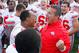 EAST LANSING, MI - SEPTEMBER 29: Head coach Urban Meyer of the Ohio State Buckeyes celebrates with Etienne Sabino #6 after beating the Michigan State Spartans 17-16 at Spartan Stadium on September 29, 2012 in East Lansing, Michigan. (Photo by Gregory Shamus/Getty Images)