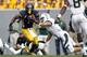 MORGANTOWN, WV - SEPTEMBER 29: Tavon Austin #1 of the West Virginia Mountaineers runs after the catch against the Baylor Bears during the game on September 29, 2012 at Mountaineer Field in Morgantown, West Virginia. (Photo by Justin K. Aller/Getty Images)