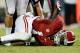 TUSCALOOSA, AL - SEPTEMBER 29: Dee Hart #1 of the Alabama Crimson Tide reacts after injuring himself on a punt return against the Mississippi Rebels at Bryant-Denny Stadium on September 29, 2012 in Tuscaloosa, Alabama. (Photo by Kevin C. Cox/Getty Images)