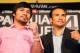 BEVERLY HILLS, CA - SEPTEMBER 17: (L-R) Manny Pacquiao and Juan Manuel Marquez stand onstage to face the media cameras during the Manny Pacquiao v Juan Manuel Marquez - Press Conference at Beverly Hills Hotel on September 17, 2012 in Beverly Hills, California. (Photo by Victor Decolongon/Getty Images)