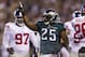 Sep 30, 2012; Philadelphia, PA, USA; Philadelphia Eagles running back LeSean McCoy (25) celebrates a run during the third quarter against the New York Giants at Lincoln Financial Field.The Eagles defeated The Giants 19-17. Mandatory Credit: Howard Smith-US PRESSWIRE