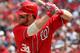 WASHINGTON, DC - SEPTEMBER 8: Bryce Harper #34 of the Washington Nationals waits for a pitch against the Miami Marlins at Nationals Park on September 8, 2012 in Washington, DC. The Nationals won 7-6. (Photo by Ned Dishman/Getty Images)