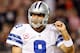 ARLINGTON, TX - OCTOBER 01: Tony Romo #9 of the Dallas Cowboys walks off the field after throwing his fifth interception against the Chicago Bears at Cowboys Stadium on October 1, 2012 in Arlington, Texas. The Chicago Bears beat the Dallas Cowboys 34-18. (Photo by Tom Pennington/Getty Images)